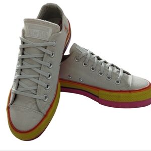 Converse All Star OG Womens Lift Low Tan Rainbow Platform Sneakers Size 7 Grunge
